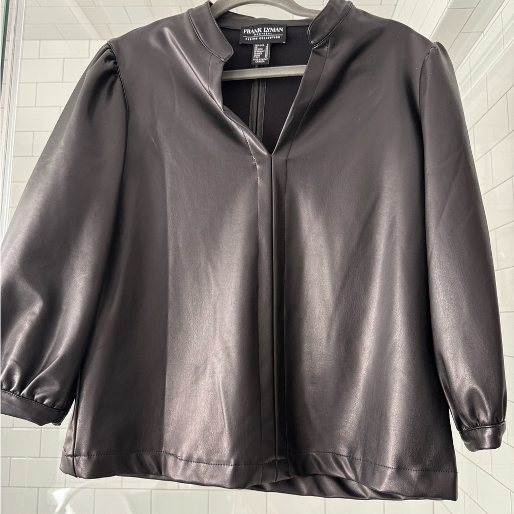Frank Lyman Design Charcoal Leather blouse